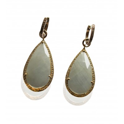 White Sapphire & Diamond Earrings